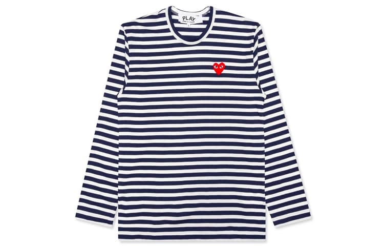 Кофта CDG Play Striped Long Sleeve Tee Navy White - изображение 1