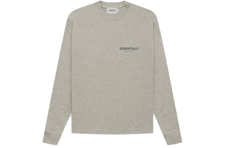 Футболка Fear of God Essentials FW21 Ls Tee Dark Heather Oatmeal LogoT - изображение 1