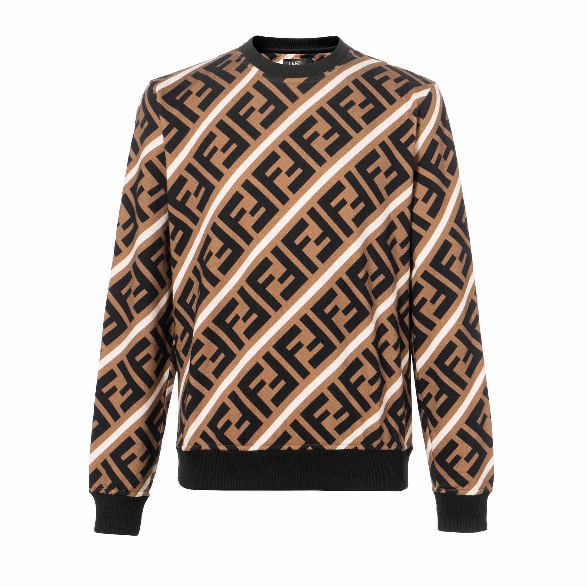 Кофта Fendi Letter Print Crewneck Sweatshirt Brown
