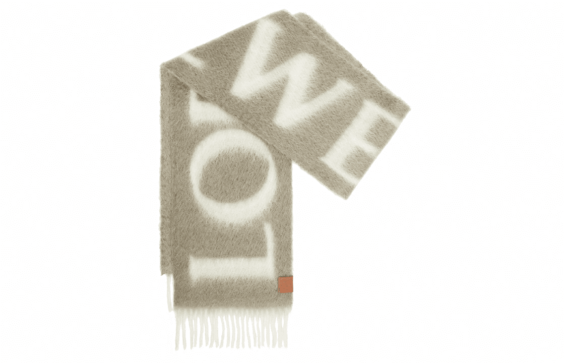 Шарф Loewe Silk Screen Fringe Scarf Khaki Green - изображение 2