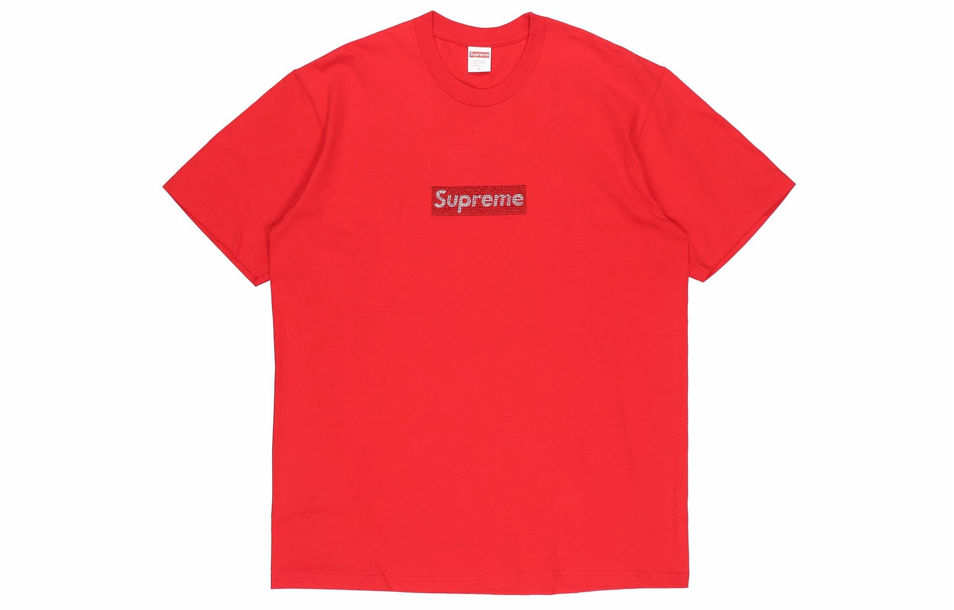 Футболка Supreme x Swarovski SS19 Crystal Bogo Tee Red - изображение 1