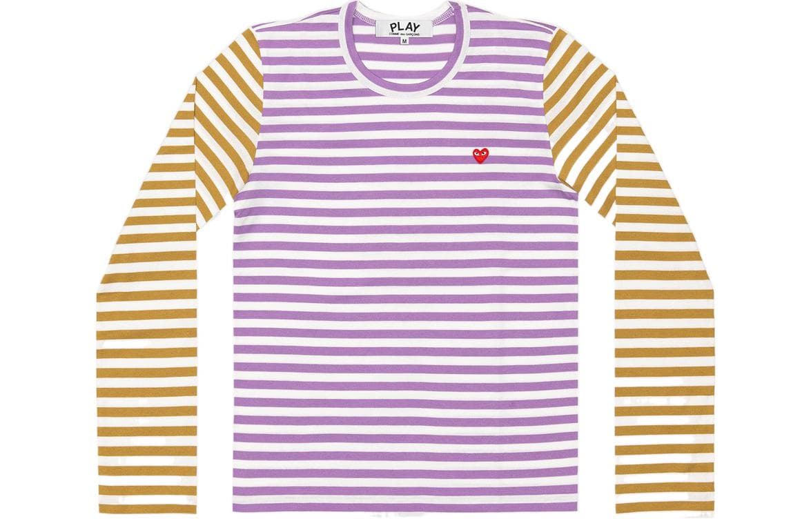 Футболка CDG Play SS22 Bi-Colour Stripe T-Shirt GreyPurple T - изображение 1