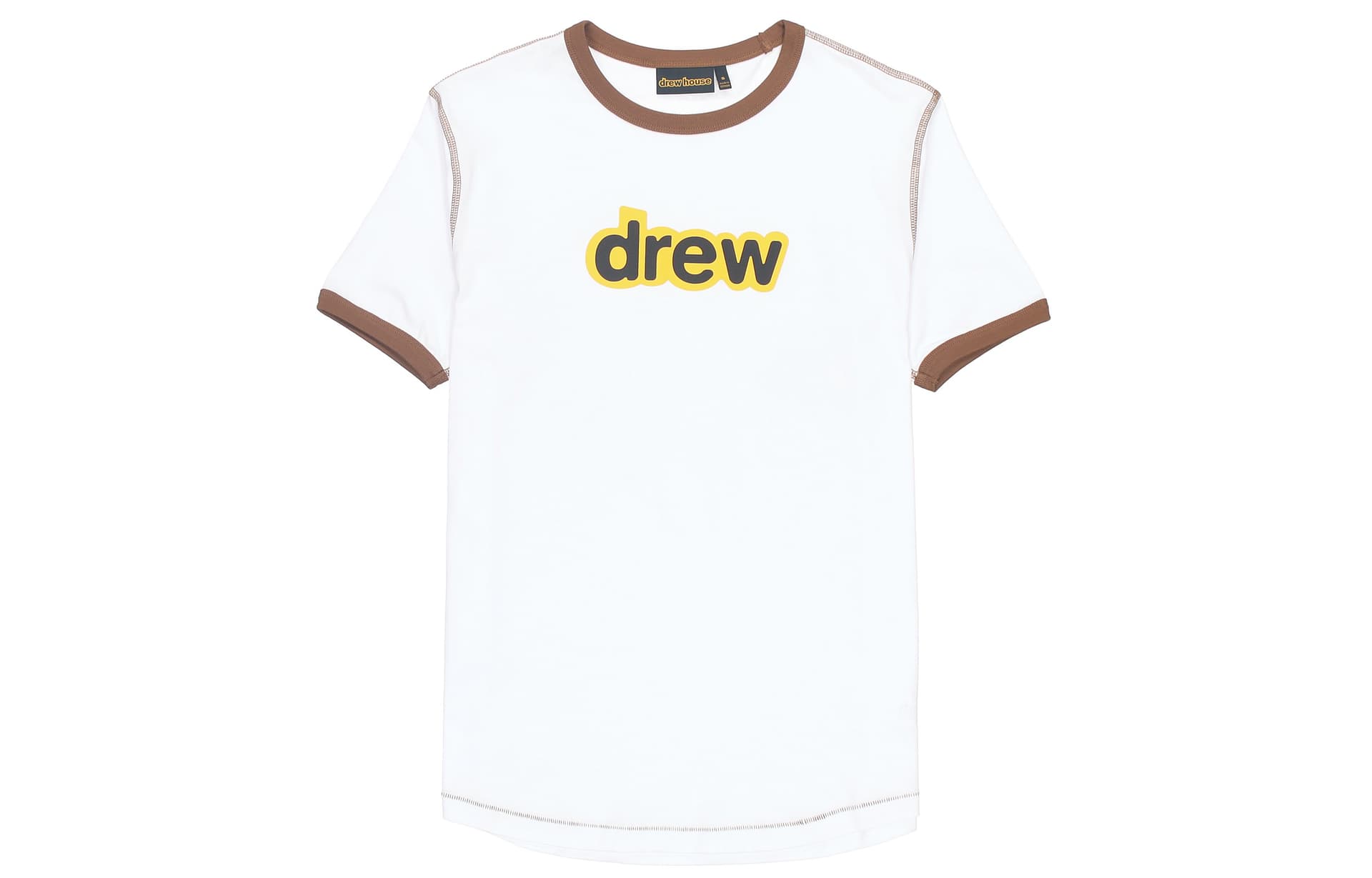 Футболка Drew House Secret Ss Ringer Tee Whitebrown LogoT - изображение 1