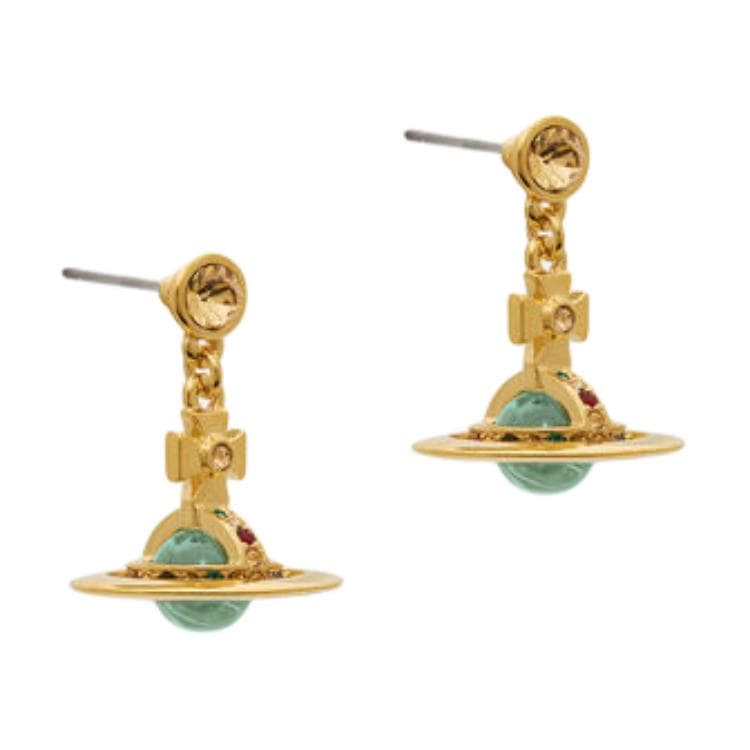 Серьги Вивьен Вествуд Перегородчатая эмаль Brass Earrings Унисекс Золото - изображение 2