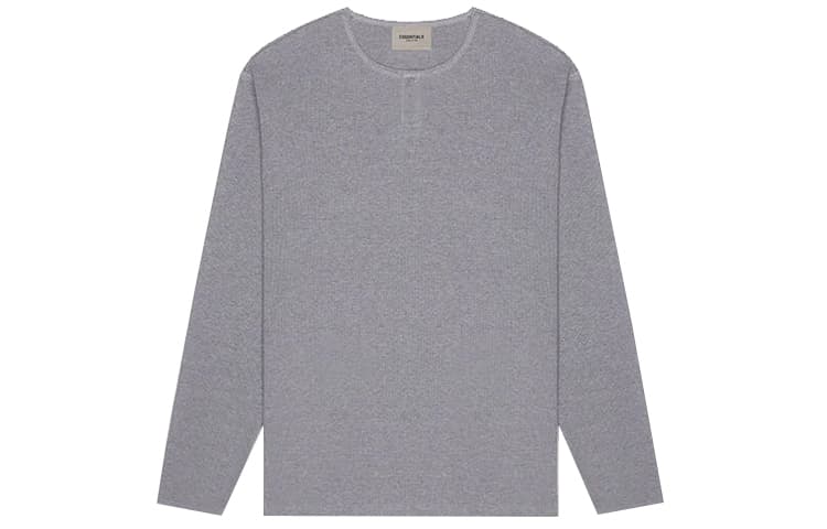Кофта Fear of God Essentials FW20 Long Sleeve Henley T-Shirt Grey logoT - изображение 1