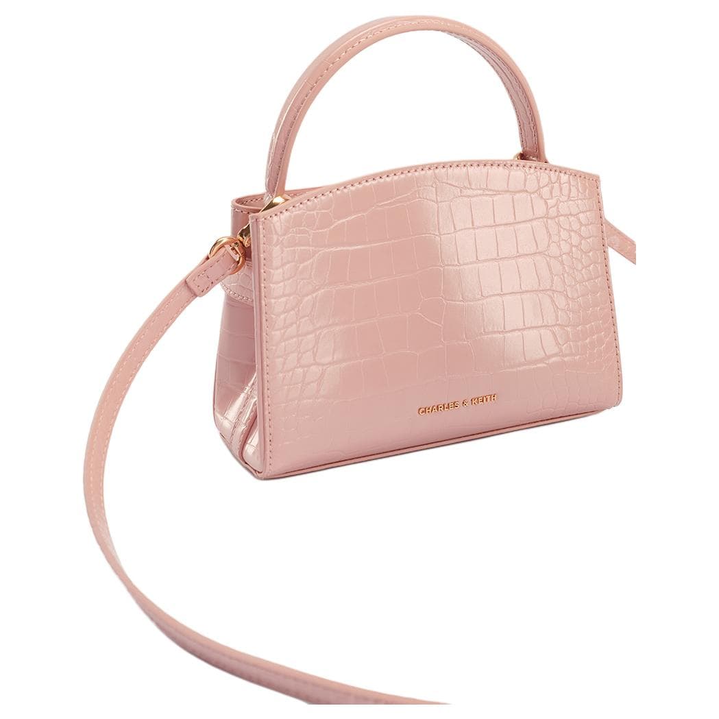 Сумка CHARLES&KEITH Сумка Kelly через плечо из PU с золотистой металлической фурнитурой, маленький размер, розовый - изображение 3
