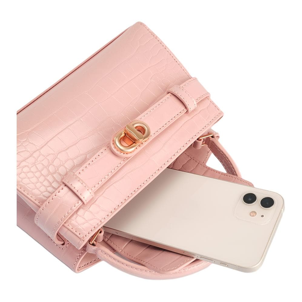 Сумка CHARLES&KEITH Сумка Kelly через плечо из PU с золотистой металлической фурнитурой, маленький размер, розовый - изображение 4