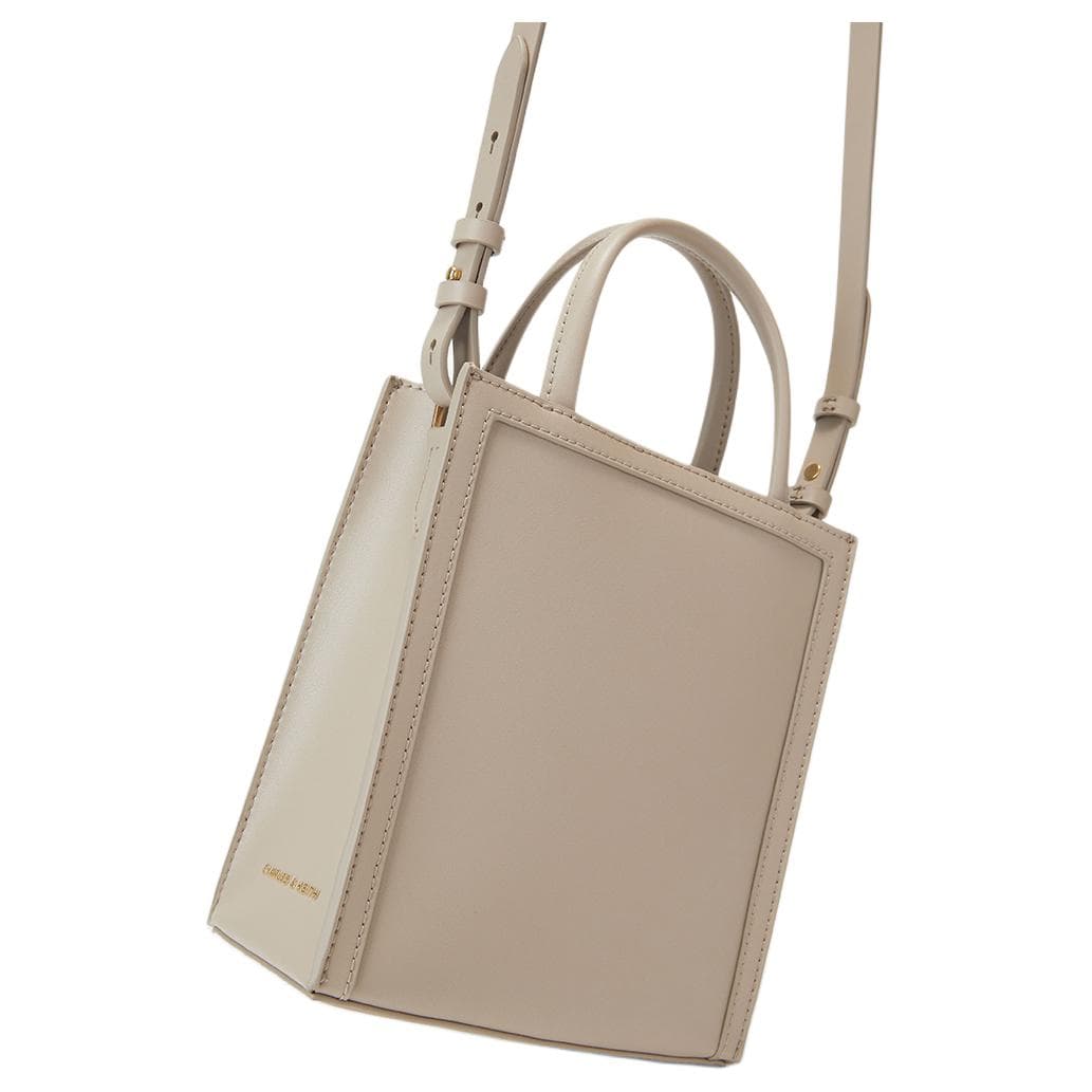 Сумка CHARLES&KEITH Однотонный минималистичный универсальный искусственная кожа сумка-тоут для покупок через плечо маленький женский тауповый - изображение 4
