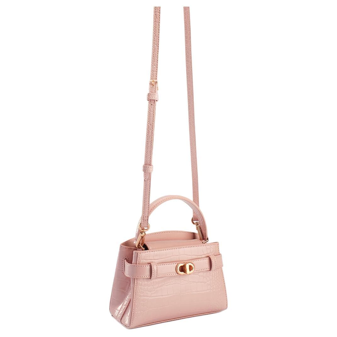 Сумка CHARLES&KEITH Сумка Kelly через плечо из PU с золотистой металлической фурнитурой, маленький размер, розовый - изображение 2