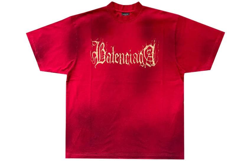 Футболка Balenciaga T-рубашка свободного кроя мужская красная - изображение 1