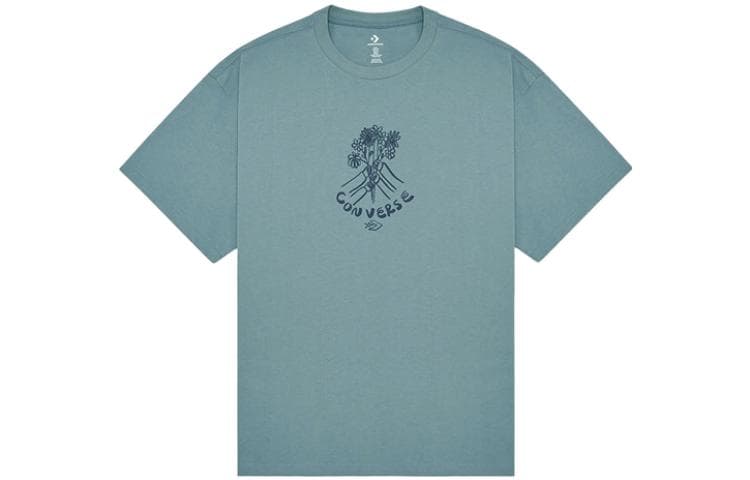Футболка Converse FLOWER FRIENDS Print Round Neck Short Sleeve T-Shirt Мужской Павлиний синий - изображение 1