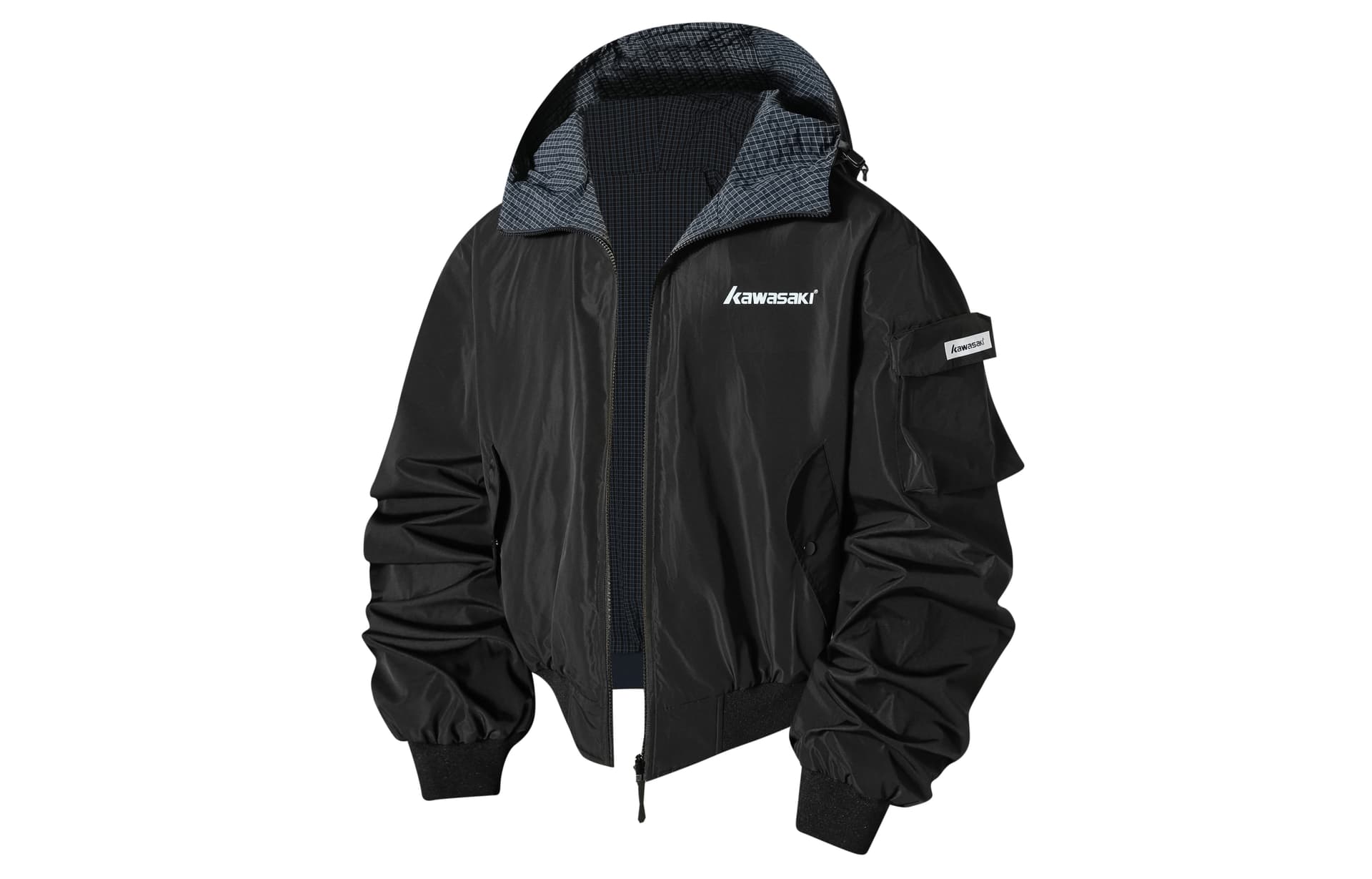 Куртка Kawasaki Американский роскошная уличная одежда однотонный брендовый ветрозащитный и водонепроницаемый байкерская повседневный свободный с капюшоном молния двусторонний пилот куртка унисекс - изображение 1
