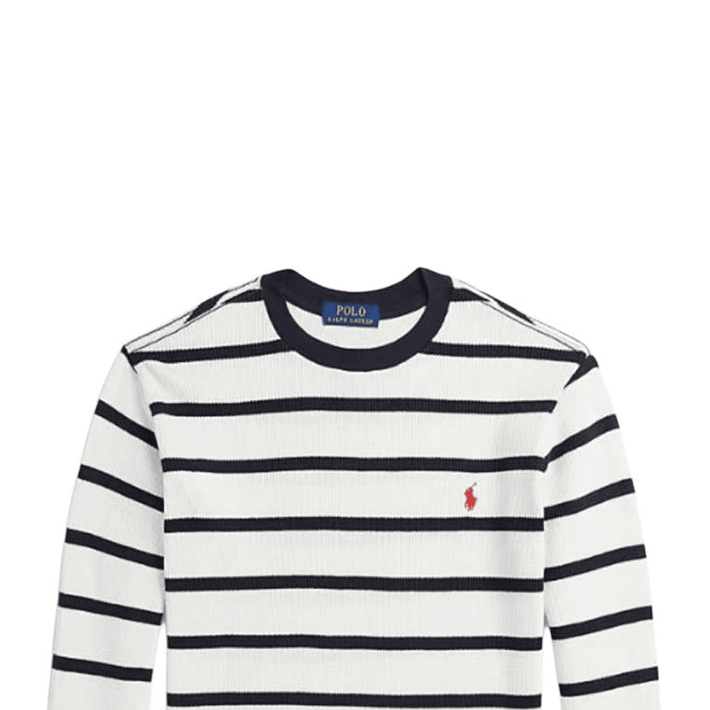 Polo Ralph Lauren FW24 Толстовка с круглым вырезом полосатый с длинными рукавами в стиле худи классическая версия - изображение 2