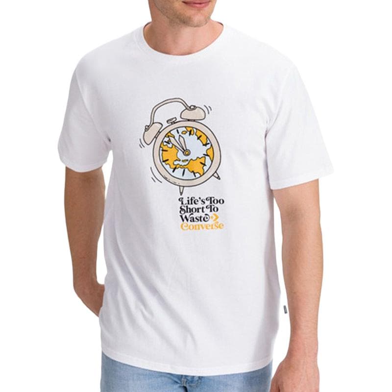 Футболка Converse T-shirt with letter print, round neck, comfortable, mens, white - изображение 3