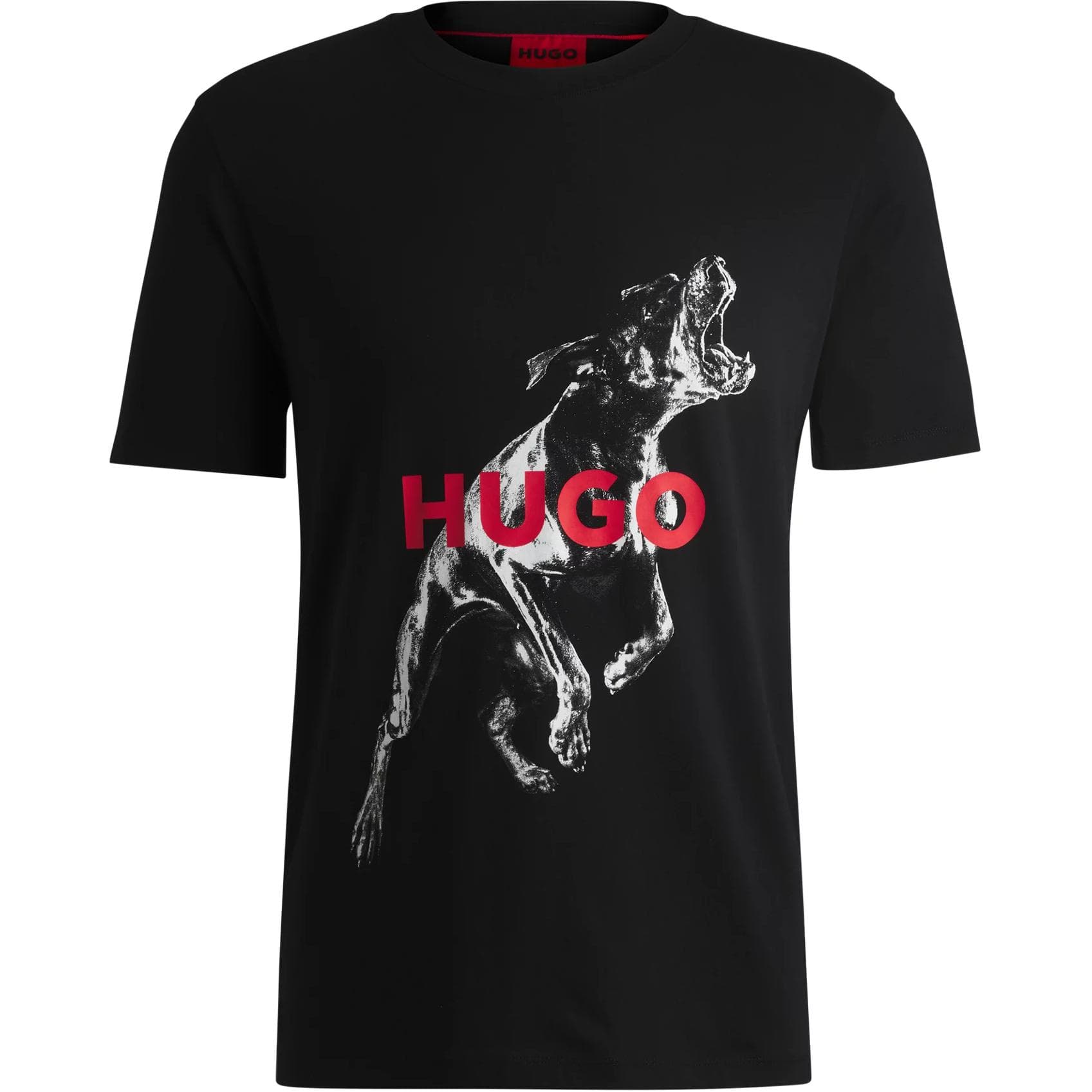 Футболка Hugo Boss Оверсайз (oversize) Рубашка T-образной формы из хлопка с графическим принтом животных мужская черная - изображение 1