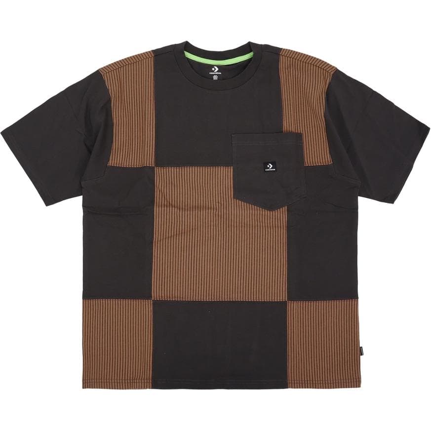 Футболка Converse POCKET TEE Color Blocked Jersey Круглый вырез с карманом Модный Удобный Мужской Черно-коричневый - изображение 1