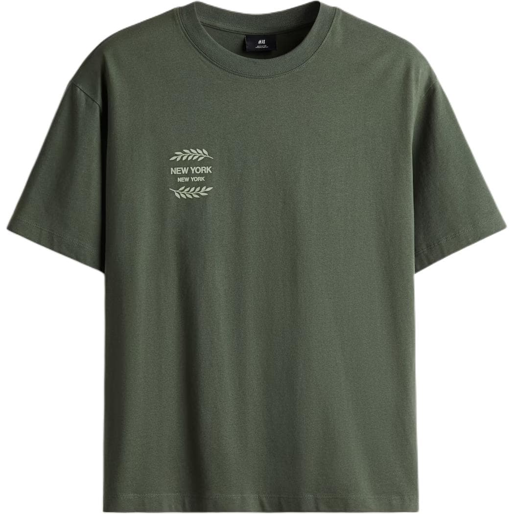 Футболка H&M Хаки Зеленый Мужские T-Рубашки - изображение 1