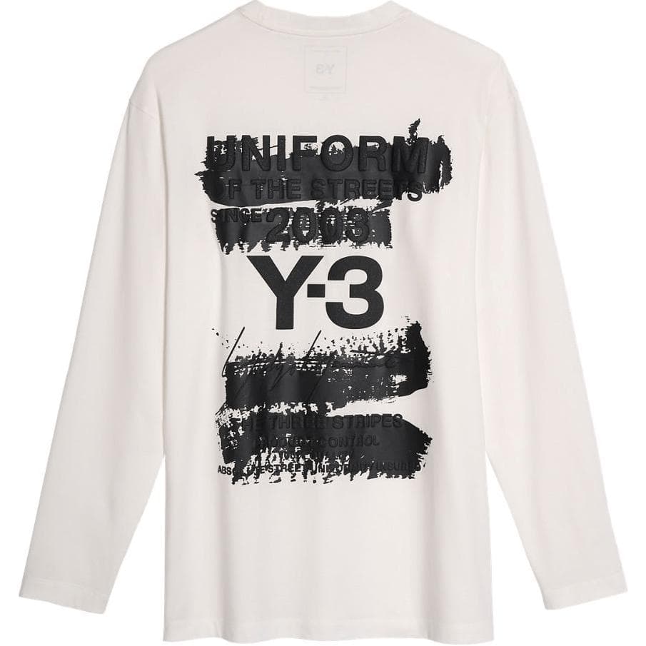 Футболка Y-3 Логотип SS25 Повседневный Круглый Вырез Длинный Рукав Унисекс Белый Футболка - изображение 1
