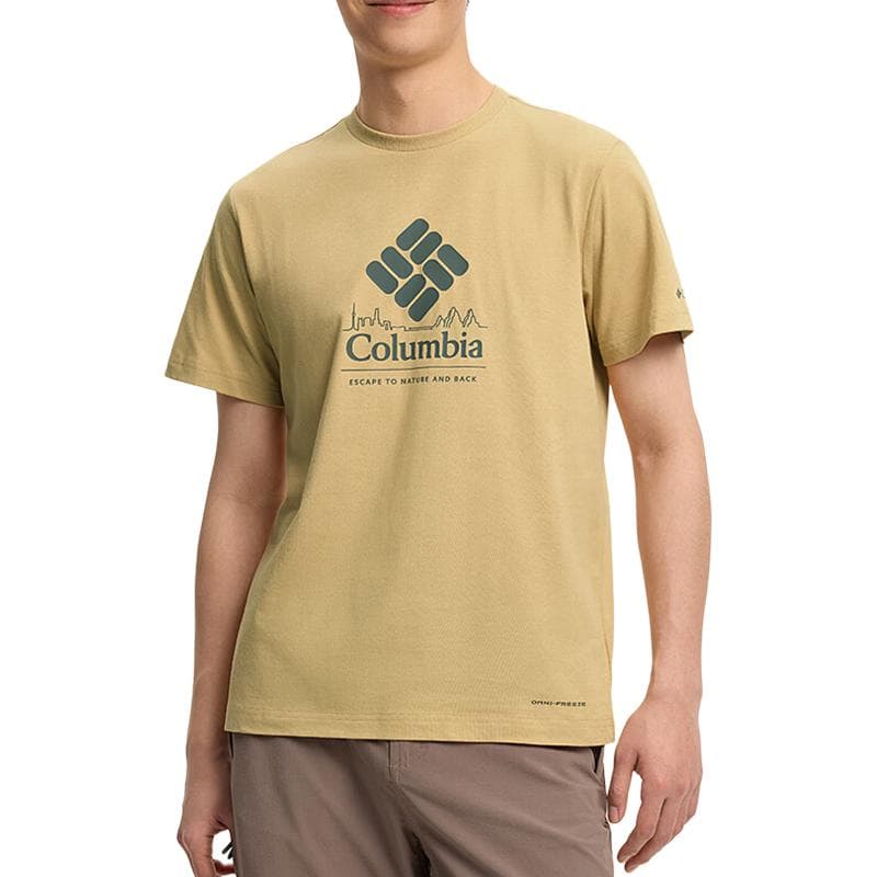 Футболка Columbia Urban Outdoor Series С принтом Круглый вырез Дышащий футболка Мужской Желтый - изображение 1