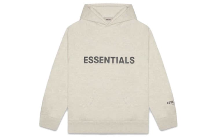 Худи Fear of God Essentials FW20 3D Silicon Applique Pullover Hoodie Heather Oatmeal Logo - изображение 1