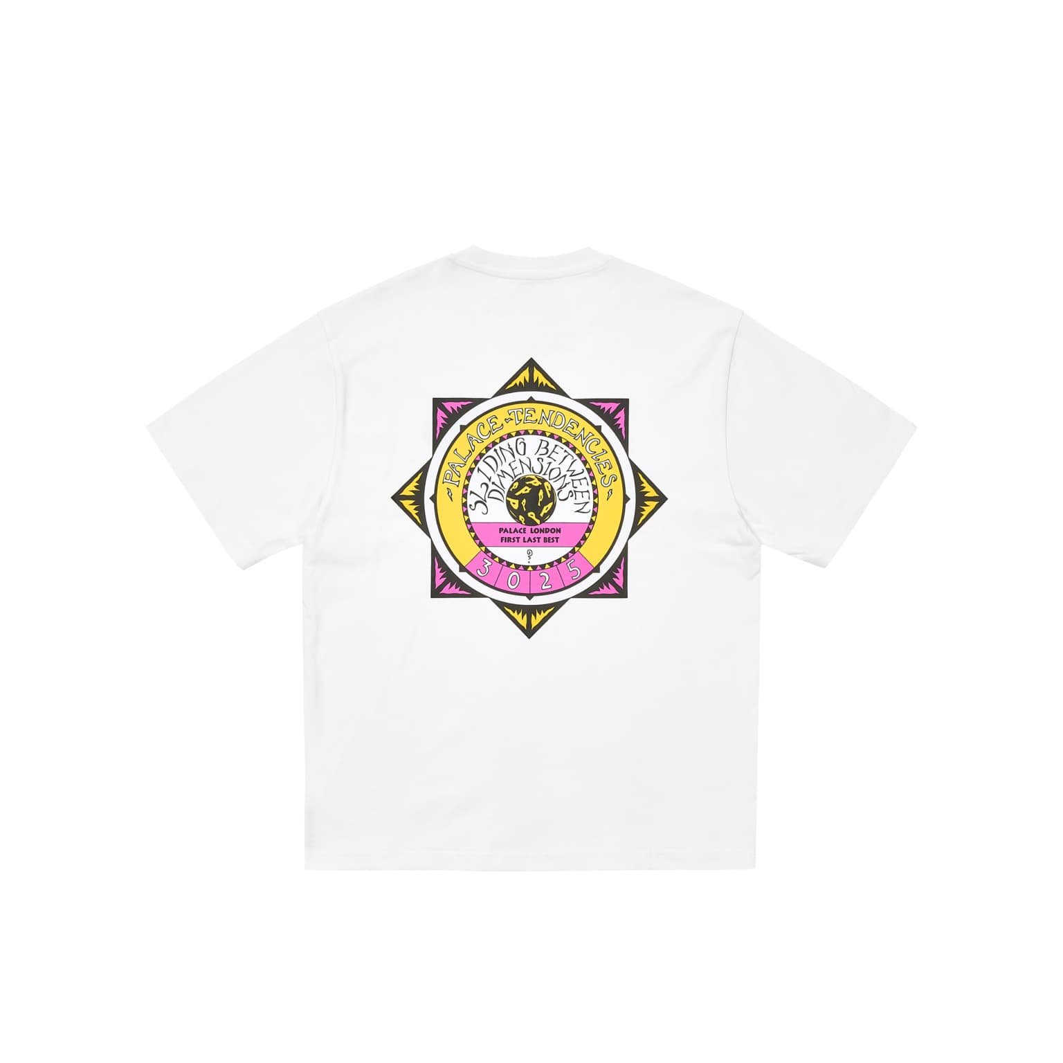 Футболка PALACE SS25 TENDENCIES T-SHIRT Принт с буквами Повседневный Круглый вырез Короткий рукав Унисекс Белый (обычный) - изображение 1
