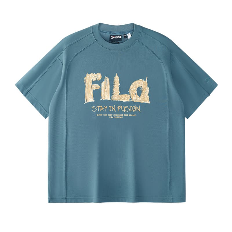 Футболка FILA FUSION T Рубашка Мужская Темно-Серая Синяя - изображение 1