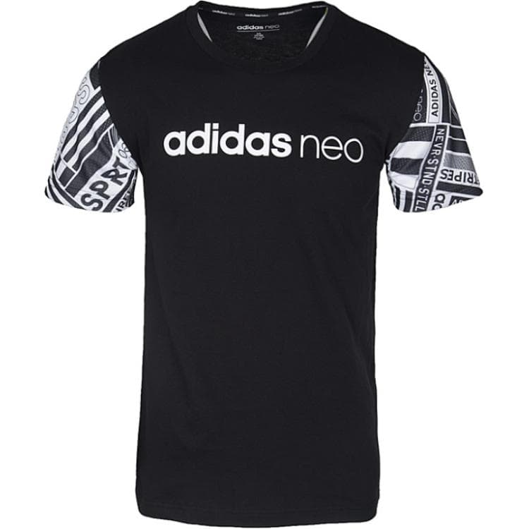 Футболка ADIDAS NEO Мужские Черные T-рубашки - изображение 1