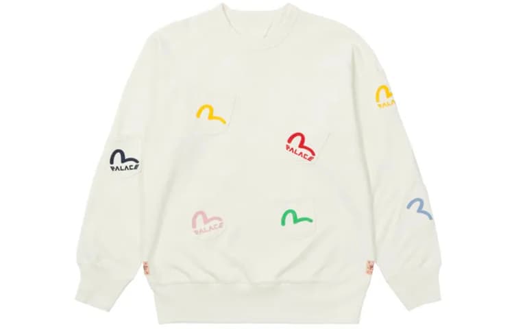 Худи PALACE x EVISU FW21 Multi Pocket Crew Egret Logo - изображение 1