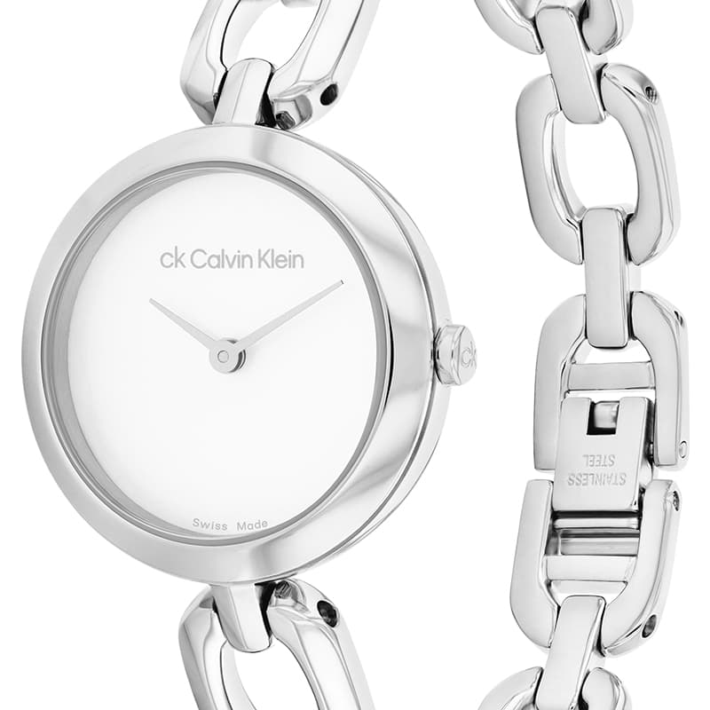 Механические часы Calvin Klein Часы с ремешком на запястье кварцевый механизм стальной ремешок 26 мм белый циферблат женские часы - изображение 5