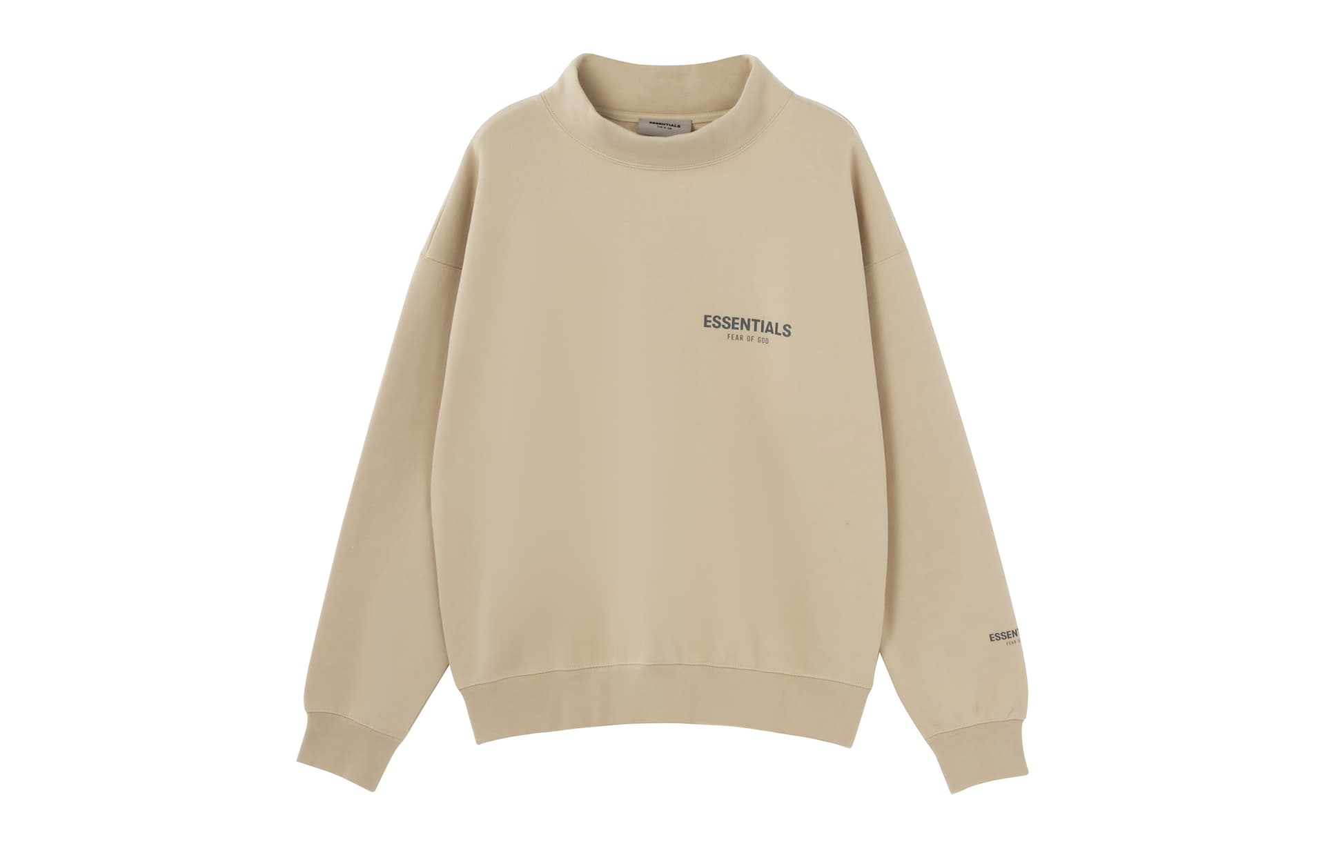 Кофта Fear of God Essentials FW21 Mock Neck Sweatshirt BeigeLinen Logo - изображение 1