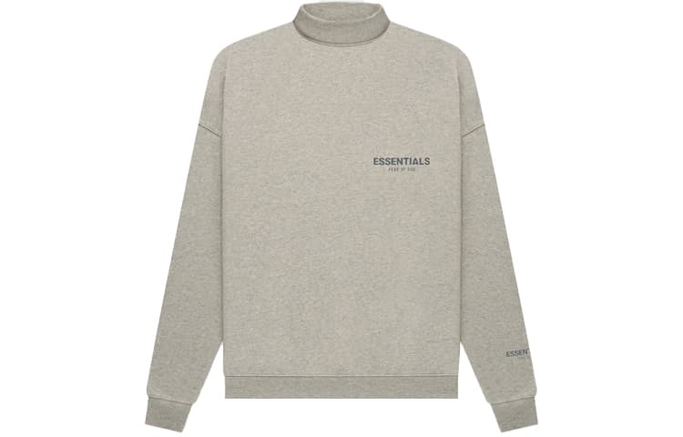 Худи Fear of God Essentials FW21 Pullover Mockneck Dark Heather Oatmeal Logo - изображение 1