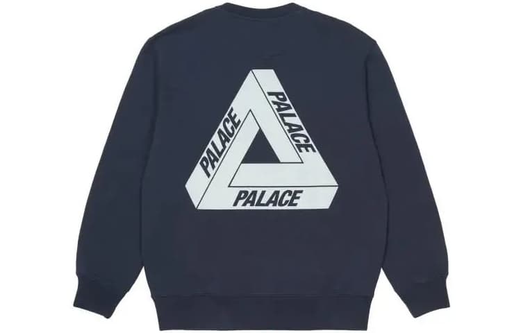 Худи PALACE FW21 Slub Crew Navy Logo - изображение 1