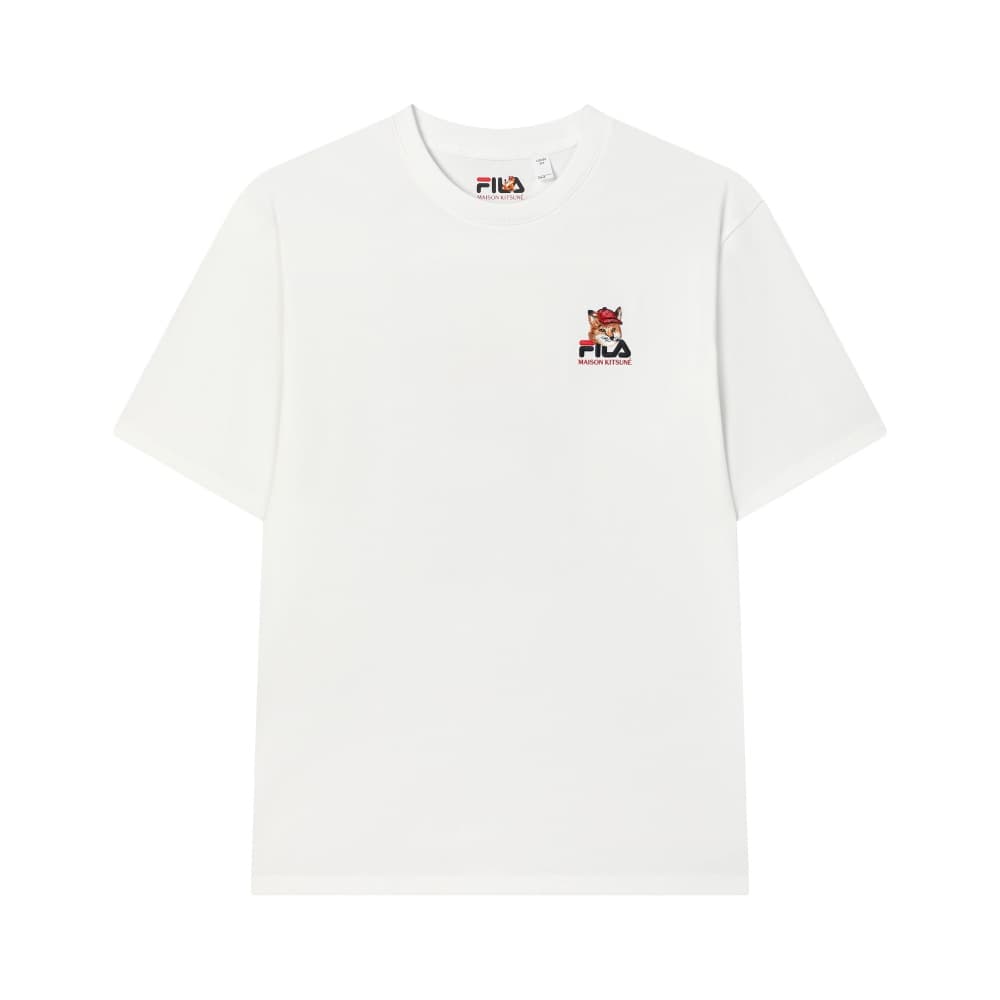 Футболка FILA X MAISON KITSUNE Little Fox T Рубашка Унисекс Облачный Белый - изображение 2