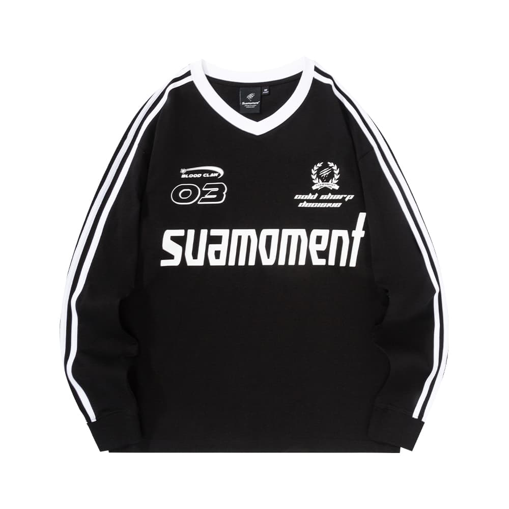 Футболка Suamoment Длинный рукав T-рубашка Sports Casual Свободный крой Топ Унисекс - изображение 1