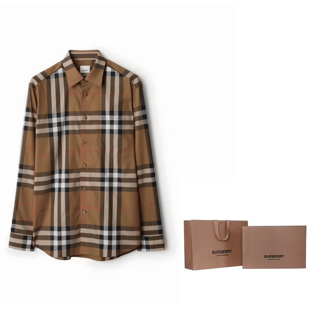 Рубашка Burberry Коричневые Мужские Рубашки - изображение 4