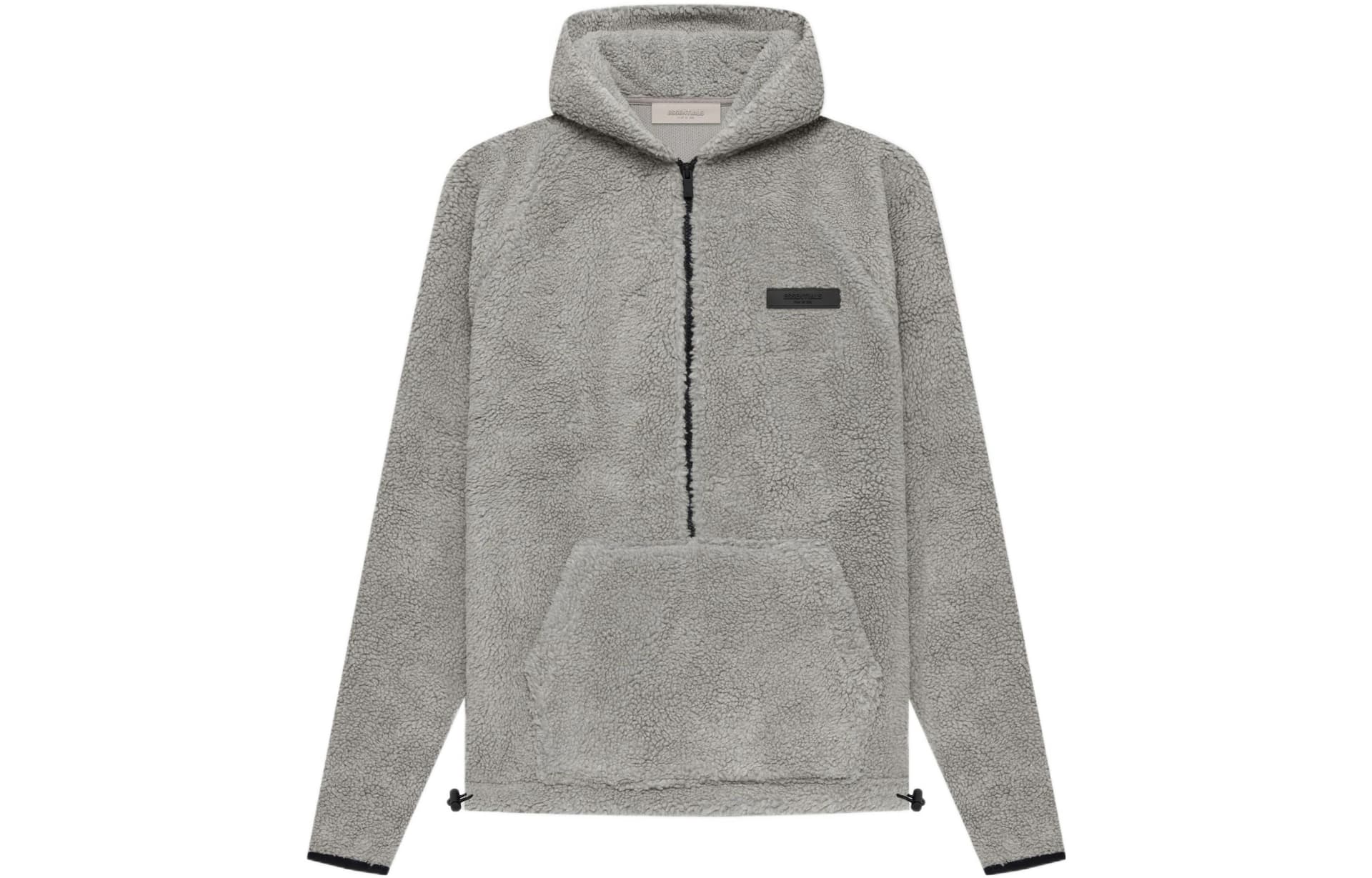 Худи Fear of God Essentials SS22 Mens Polar Fleece Half Zip Hoodle Dark Oatmeal Logo - изображение 1