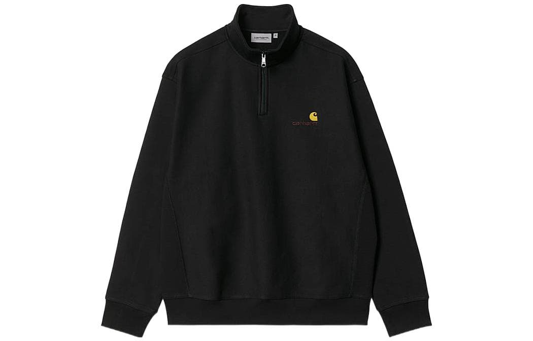 Кофта Carhartt WIP Half Zip American Script Sweatshirt Black - изображение 1