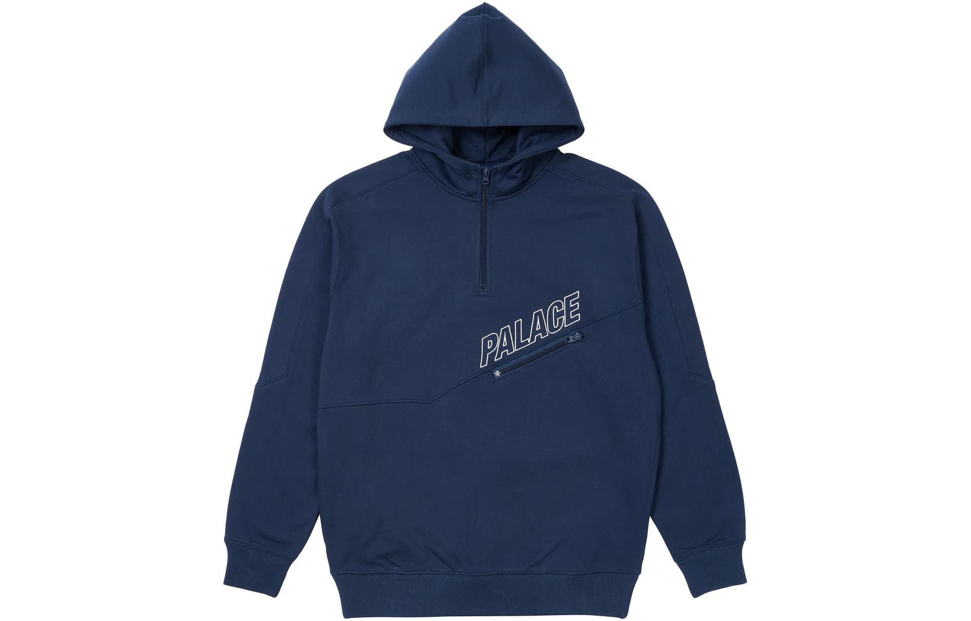 Худи PALACE FW22 Slant 14 Zip Hood Blue Logo - изображение 1