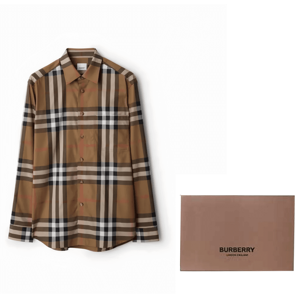 Рубашка Burberry Коричневые Мужские Рубашки - изображение 3
