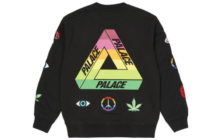 Худи PALACE SS22 Mixed Media Bitmap Crew Black Logo - изображение 1