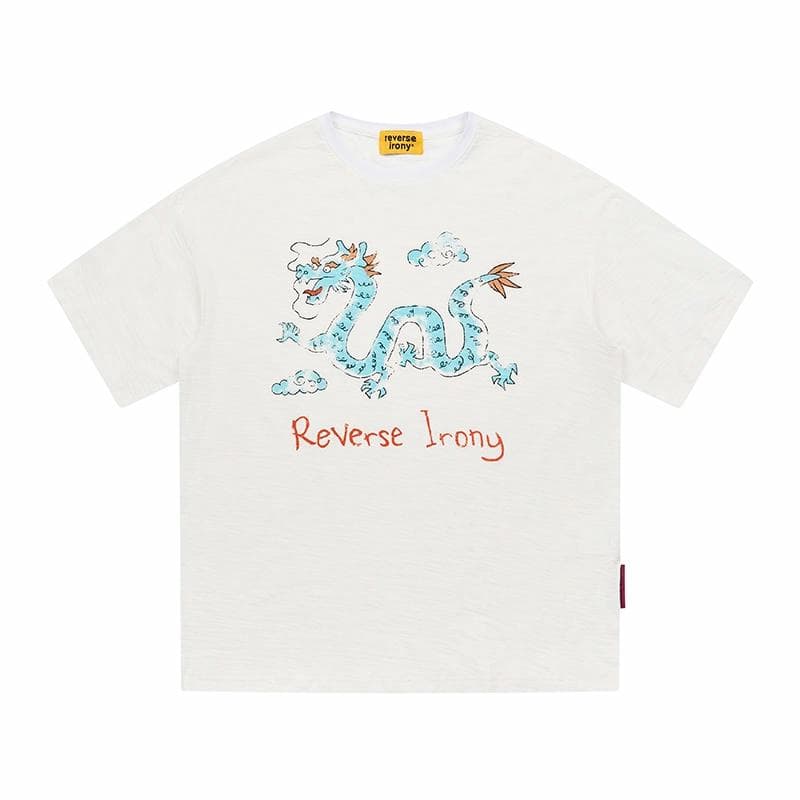 Футболка EMPTY REFERENCE x REVERSE IRONY Dragon Print T-Shirt White - изображение 1