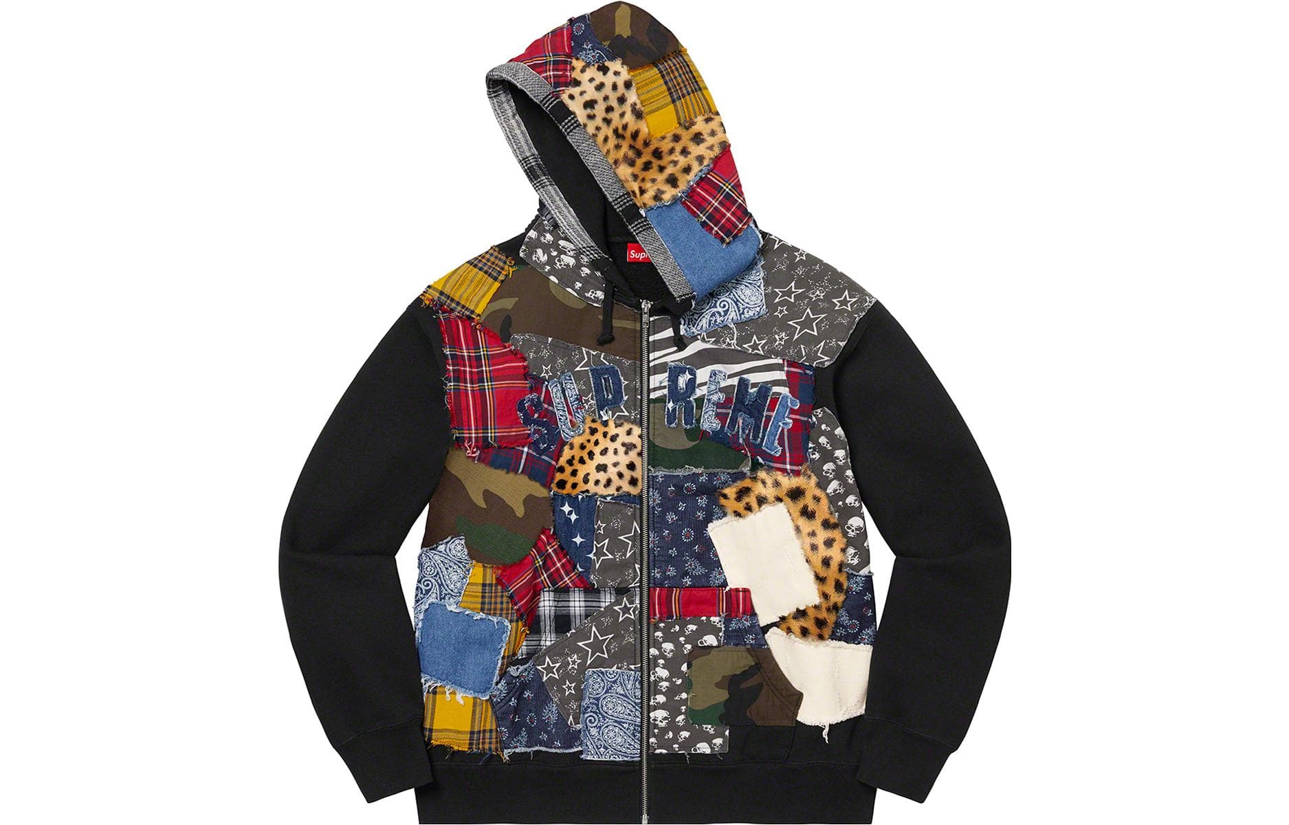 Кофта Supreme Patchwork Zip Up Hooded Sweatshirt - изображение 1
