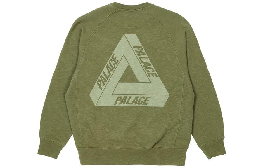 Худи PALACE FW22 Tri-Ferg Slub Crew Olive Logo - изображение 1