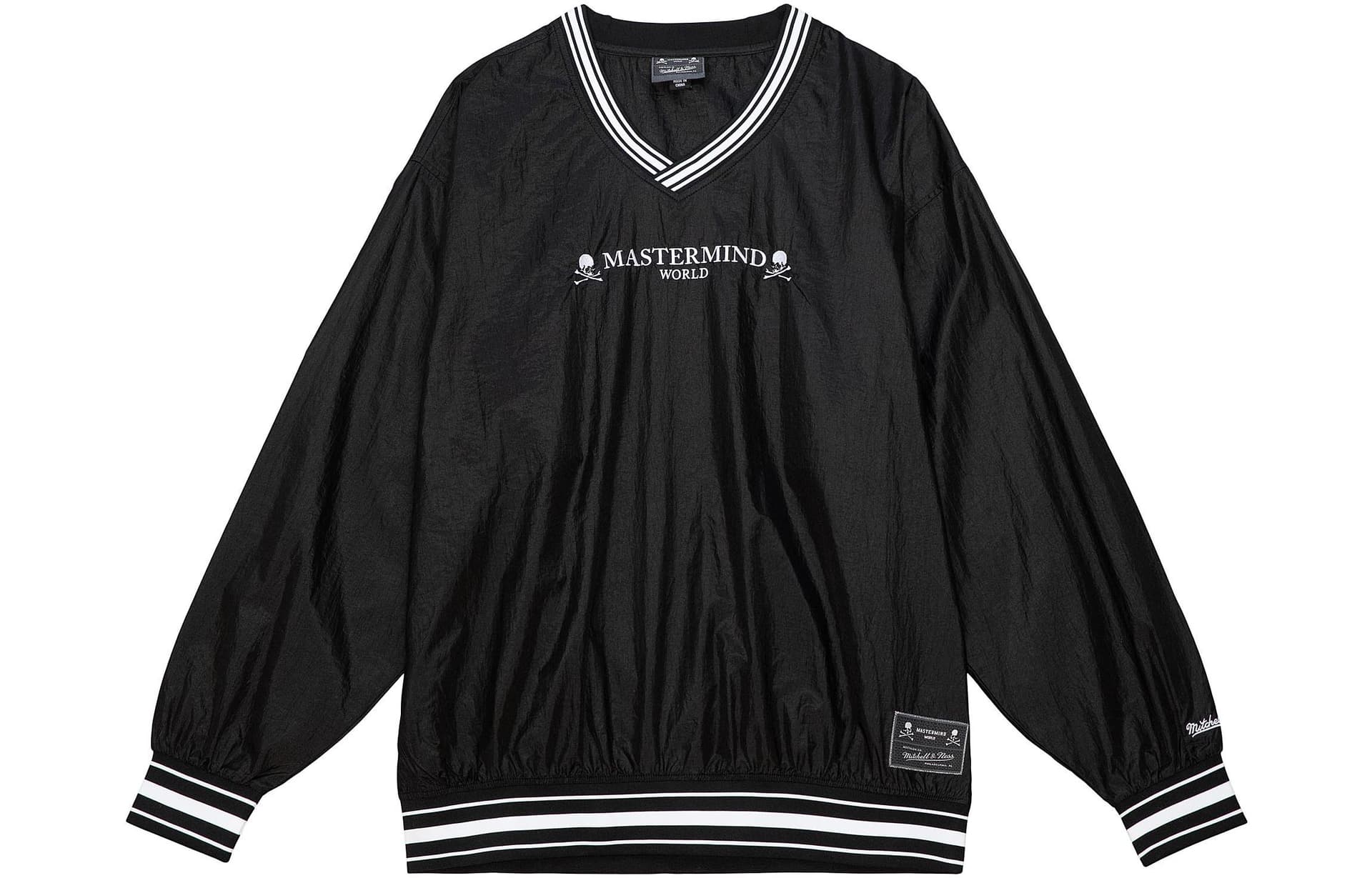 Кофта Mitchell & Ness x mastermind Striped V-Neck Sweatshirt Black - изображение 1