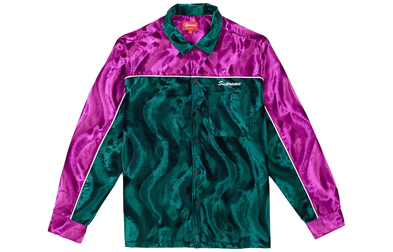 Рубашка Supreme FW18 Velvet Swirl Work Shirt Green - изображение 1