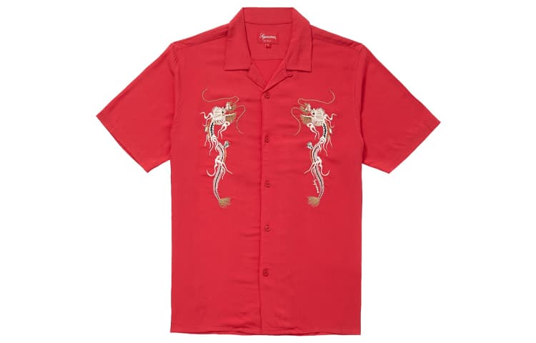 Рубашка Supreme FW18 Dragon Rayon Red - изображение 1