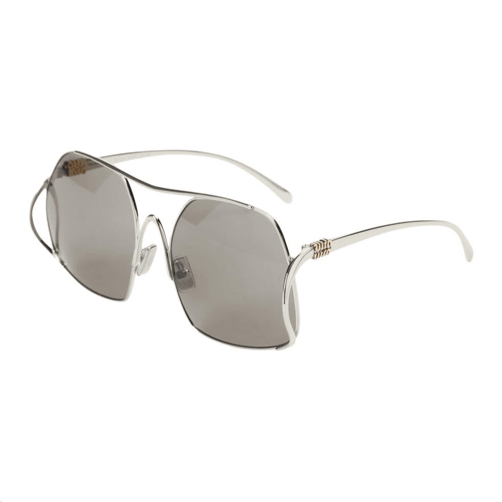 Солнцезащитные очки MIU MIU Металлические Aviator Солнцезащитные очки Женские Серебряные - изображение 1
