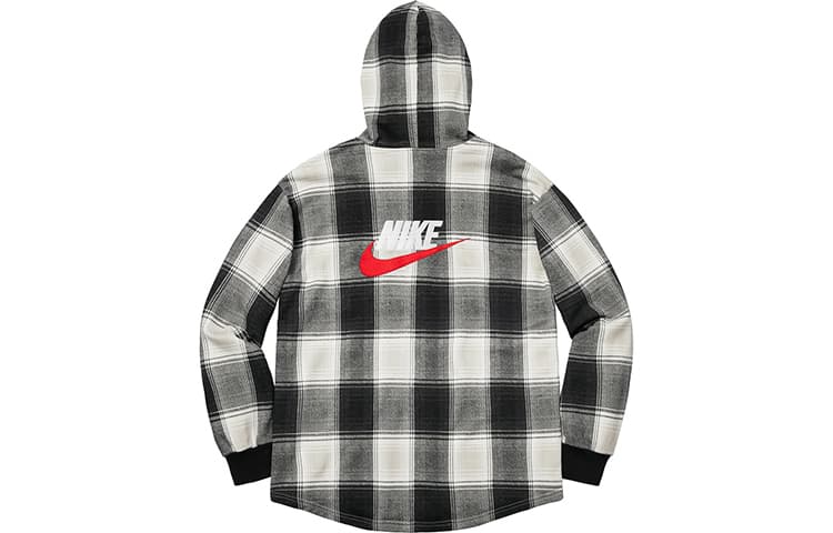 Кофта Supreme x Nike Plaid Hooded Sweatshirt Black - изображение 1