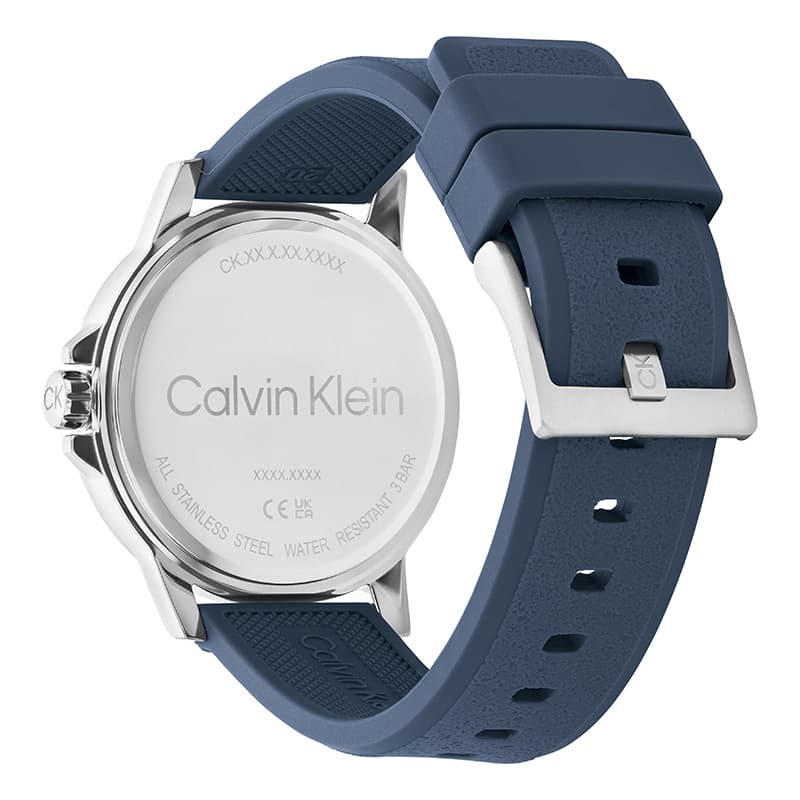 Механические часы Calvin Klein Часы с ремешком на запястье кварцевый механизм силиконовый ремешок синий циферблат мужские часы 42 мм - изображение 3