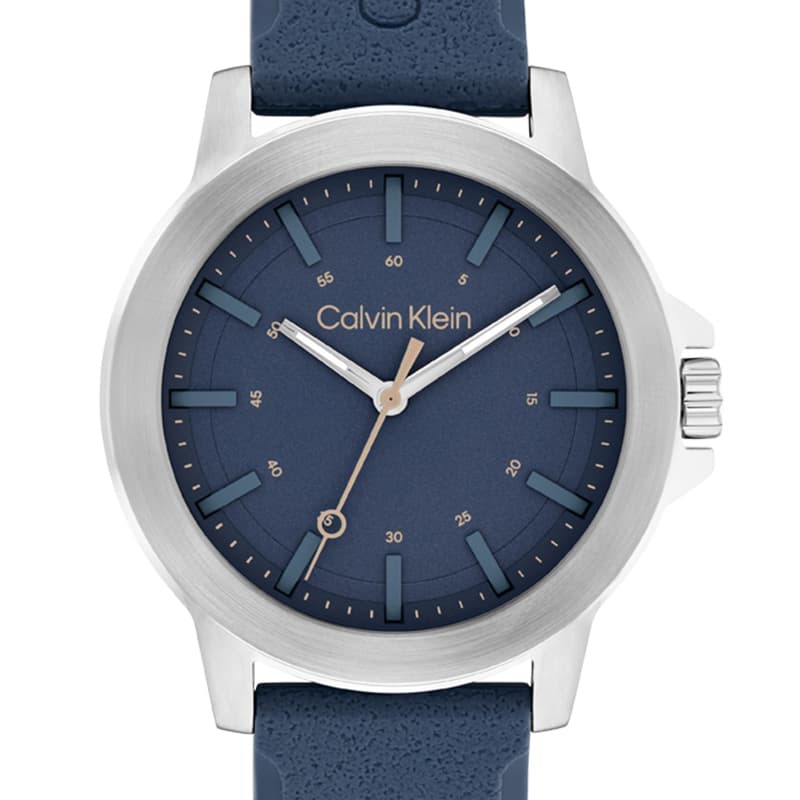 Механические часы Calvin Klein Часы с ремешком на запястье кварцевый механизм силиконовый ремешок синий циферблат мужские часы 42 мм - изображение 4